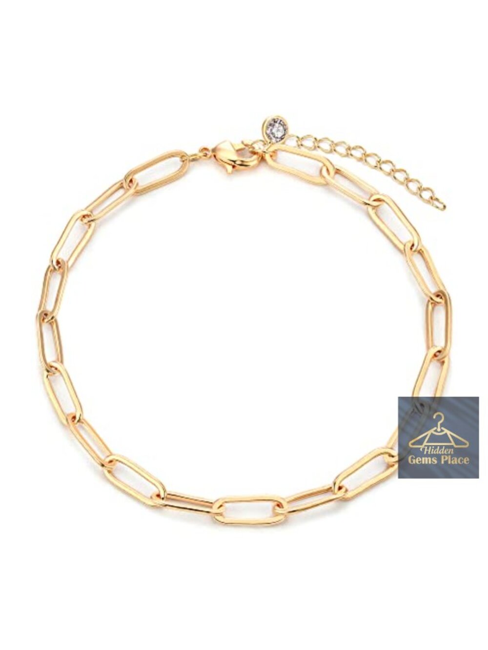 14K Gold Plated Dainty Chain Link Bracelet Adjustable Lobster Clasp Minimalist